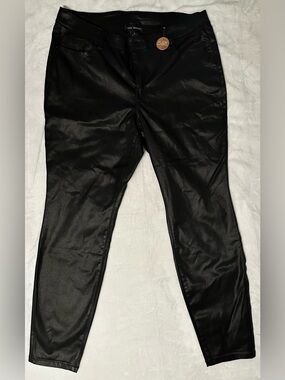 Size 16 Lane Bryant Black Coated Skinny Pants with Flex